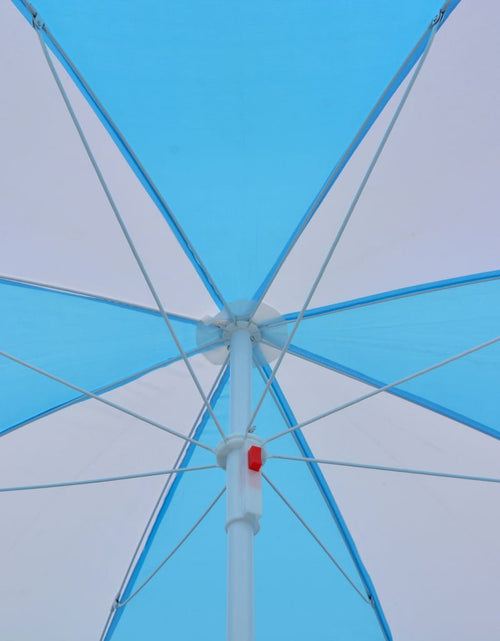 Încărcați imaginea în vizualizatorul Galerie, Umbrelă de plajă adăpost, albastru și alb, 180 cm, țesătură Lando - Lando
