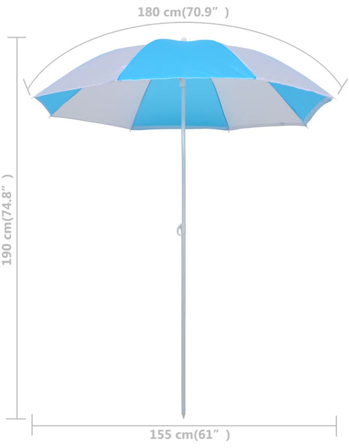 Загрузите изображение в средство просмотра галереи, Umbrelă de plajă adăpost, albastru și alb, 180 cm, țesătură Lando - Lando
