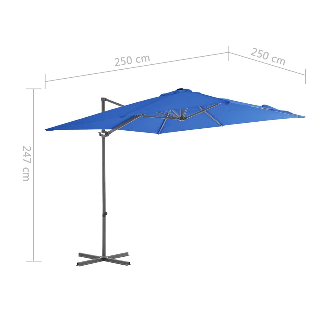 Umbrelă în consolă stâlp din oțel, albastru azuriu, 250x250 cm - Lando