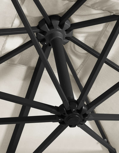 Încărcați imaginea în vizualizatorul Galerie, Umbrelă suspendată cu LED, stâlp din oțel, nisipiu, 250x250 cm Lando - Lando
