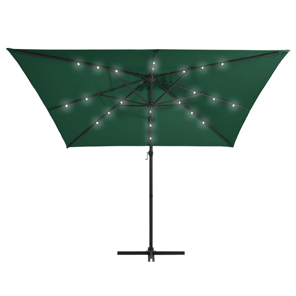 Umbrelă suspendată cu LED și stâlp din oțel, verde, 250x250 cm Lando - Lando