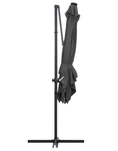 Încărcați imaginea în vizualizatorul Galerie, Umbrelă suspendată cu LED, stâlp din oțel, antracit, 250x250 cm Lando - Lando
