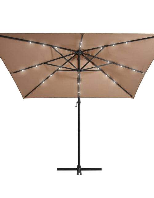 Încărcați imaginea în vizualizatorul Galerie, Umbrelă suspendată cu LED, stâlp oțel, gri taupe, 250x250 cm Lando - Lando
