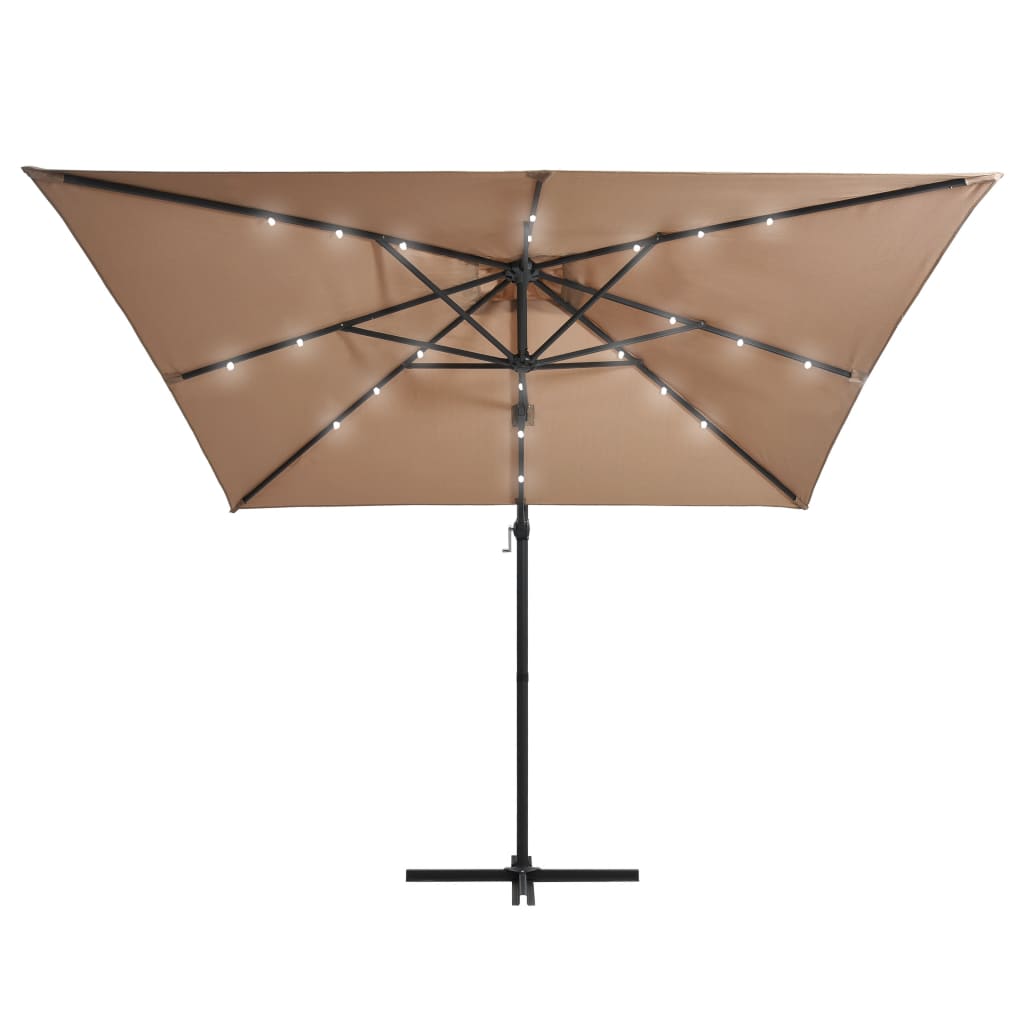 Umbrelă suspendată cu LED, stâlp oțel, gri taupe, 250x250 cm Lando - Lando