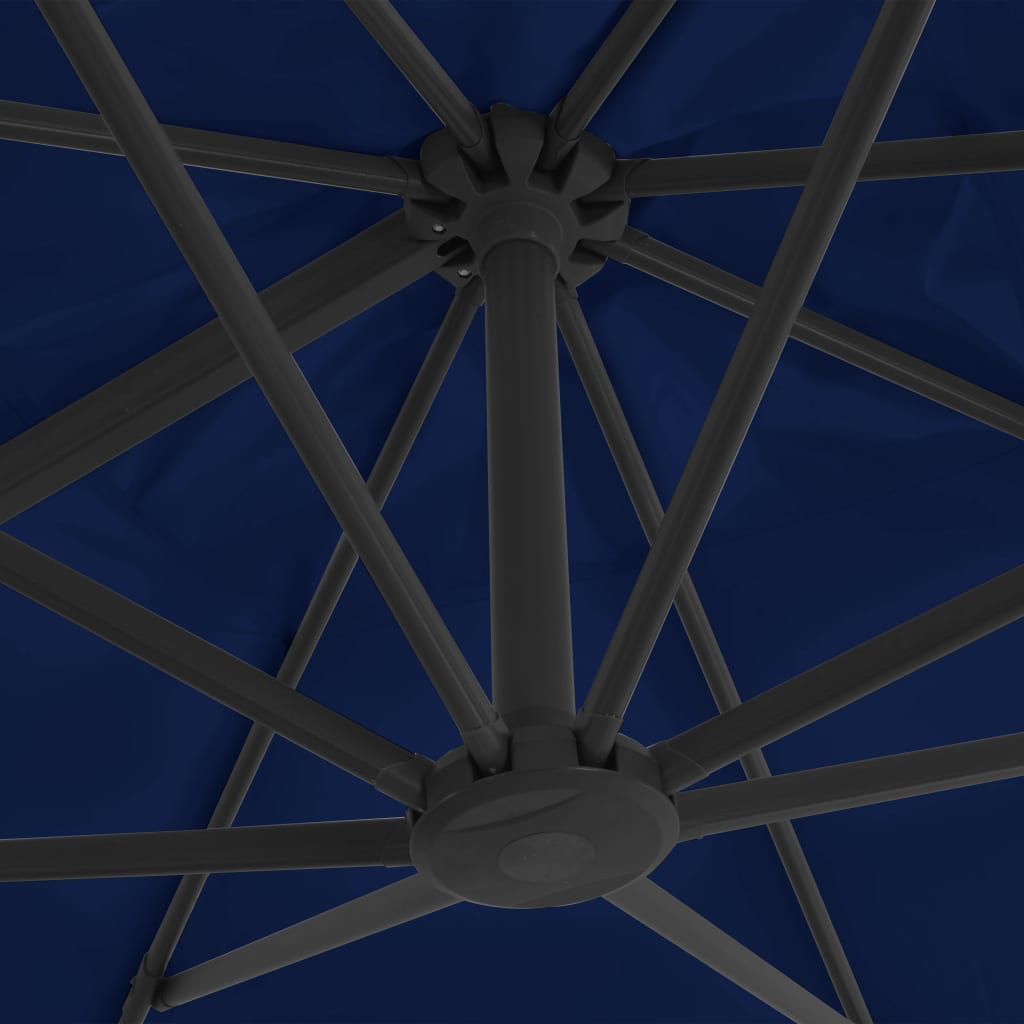 Umbrelă suspendată cu stâlp din aluminiu albastru azuriu 3x3 m Lando - Lando