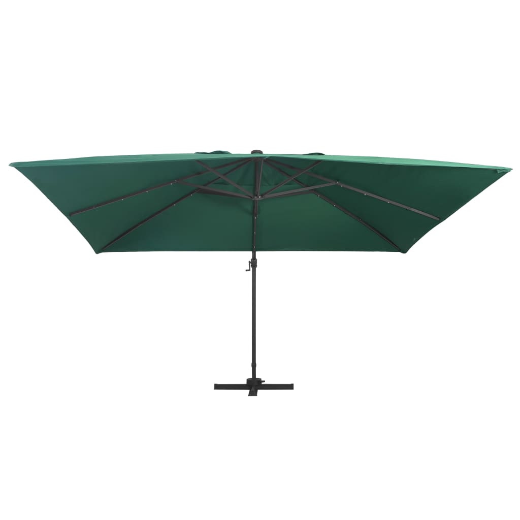 Umbrelă suspendată cu LED și stâlp aluminiu verde 400x300 cm Lando - Lando