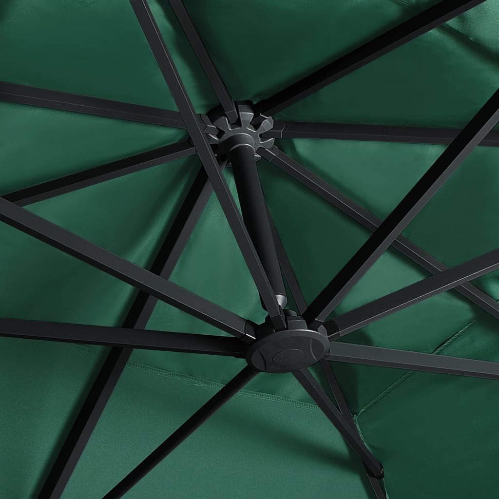 Umbrelă suspendată cu LED și stâlp aluminiu verde 400x300 cm Lando - Lando