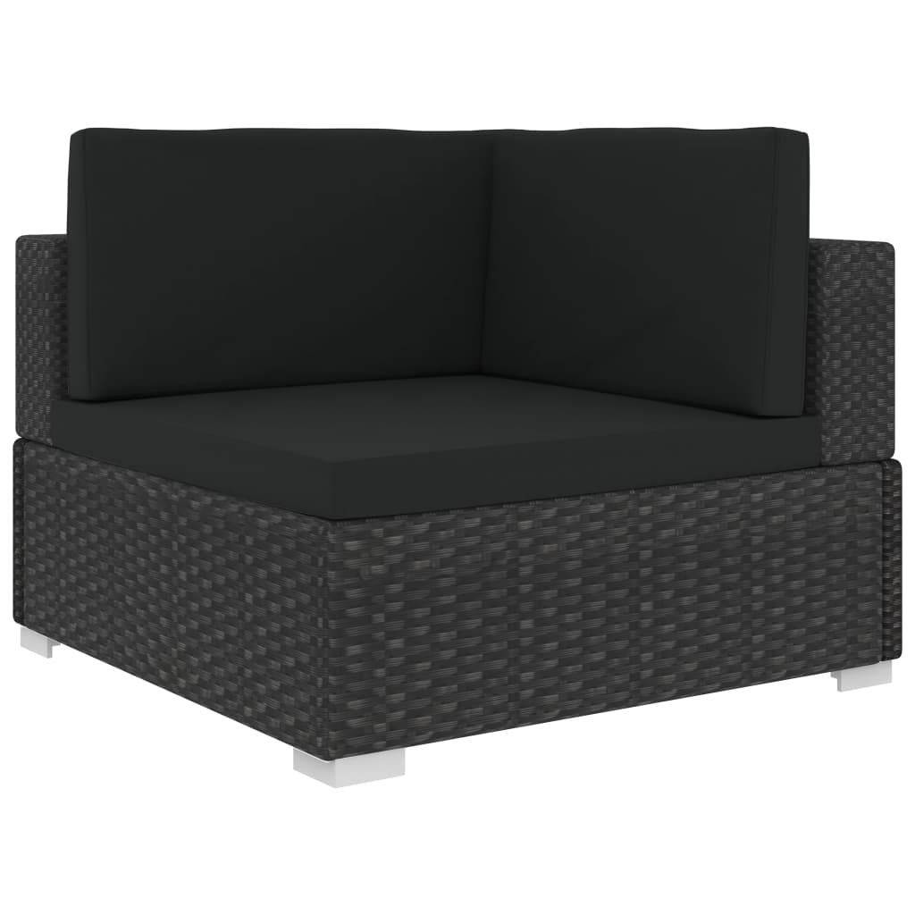 Set mobilier de grădină cu perne, 7 piese, negru, poliratan Lando - Lando