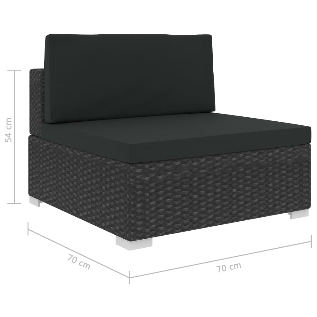 Set mobilier de grădină cu perne, 7 piese, negru, poliratan Lando - Lando