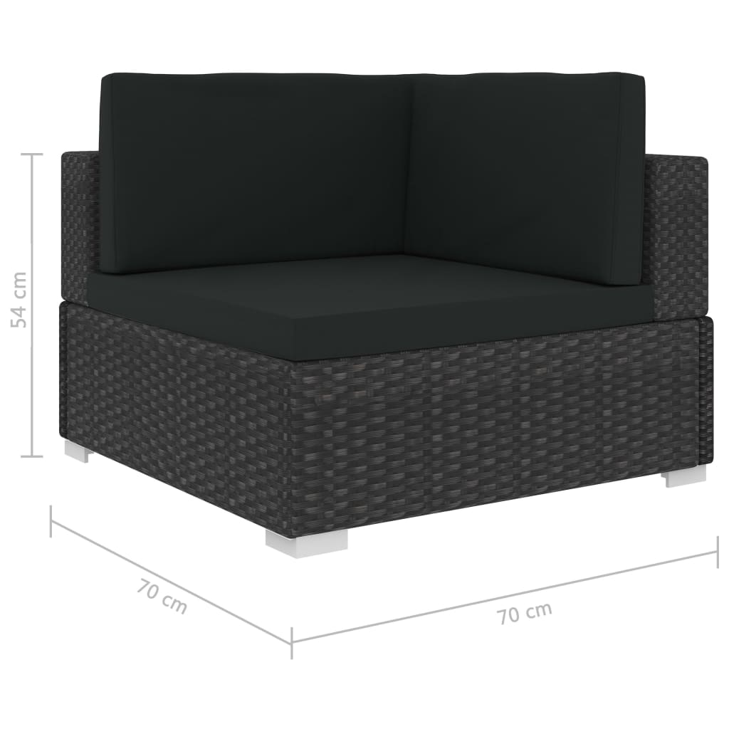 Set mobilier de grădină cu perne, 7 piese, negru, poliratan Lando - Lando