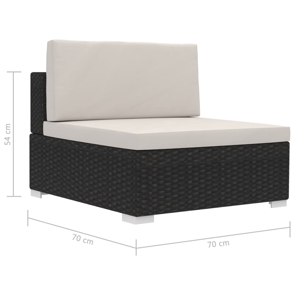 Set mobilier de grădină cu perne, 3 piese, negru, poliratan Lando - Lando