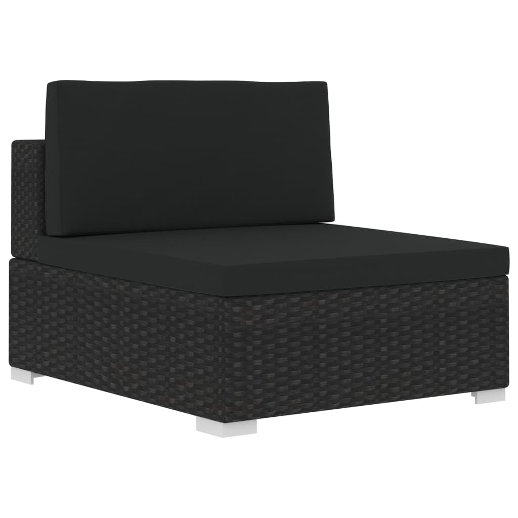 Set mobilier de grădină cu perne, 3 piese, negru, poliratan Lando - Lando