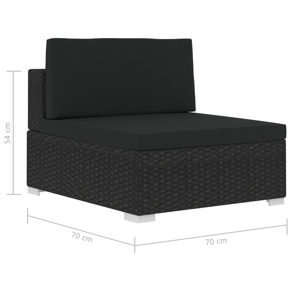 Set mobilier de grădină cu perne, 3 piese, negru, poliratan Lando - Lando