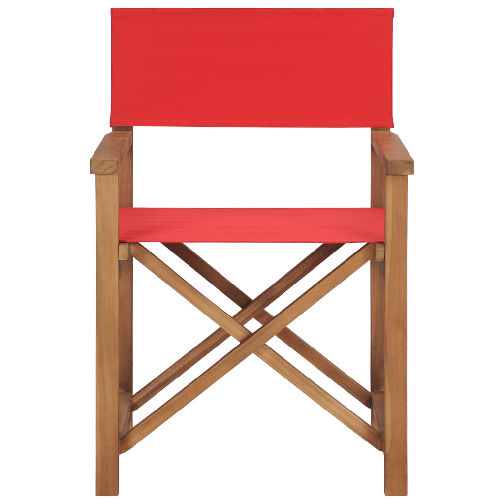 Scaun de regizor, roșu, lemn masiv de tec - Lando