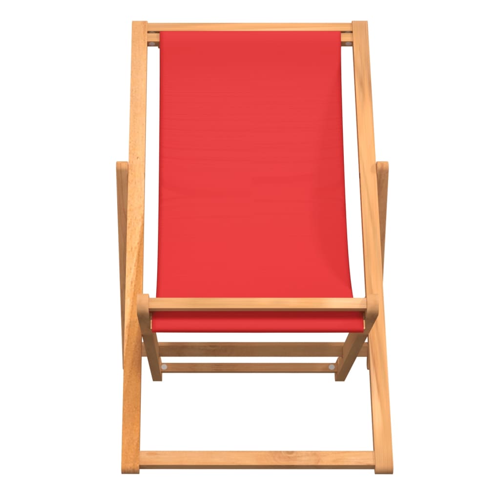 Scaun de plajă pliabil, roșu, lemn masiv de tec - Lando