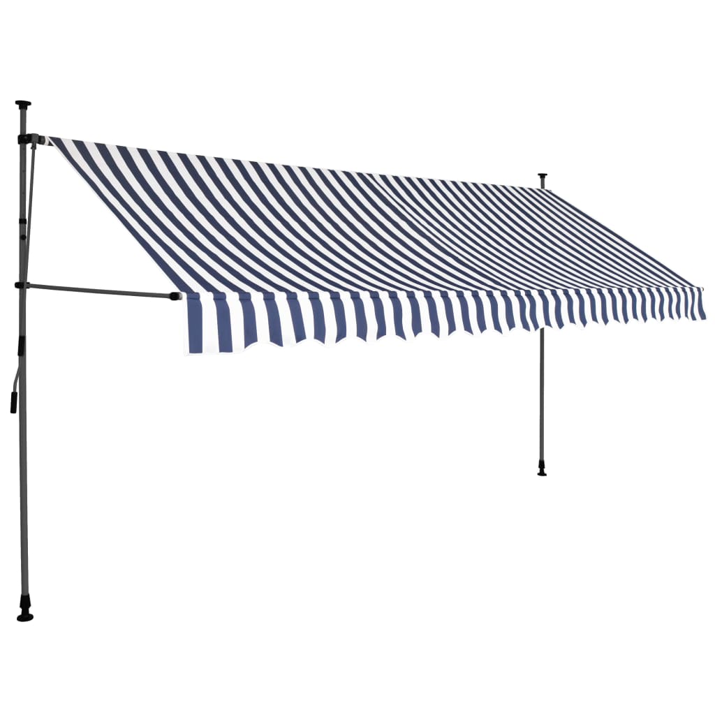 Copertină retractabilă manual cu LED, albastru & alb, 350 cm - Lando