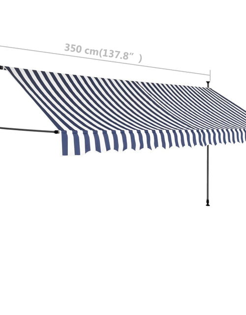 Încărcați imaginea în vizualizatorul Galerie, Copertină retractabilă manual cu LED, albastru &amp; alb, 350 cm - Lando
