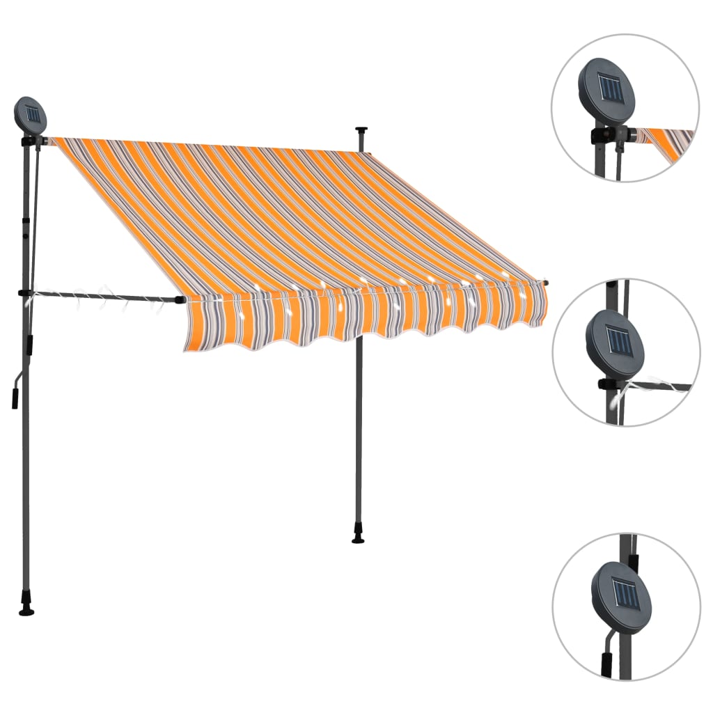 Copertină retractabilă manual cu LED, galben & albastru, 100 cm - Lando