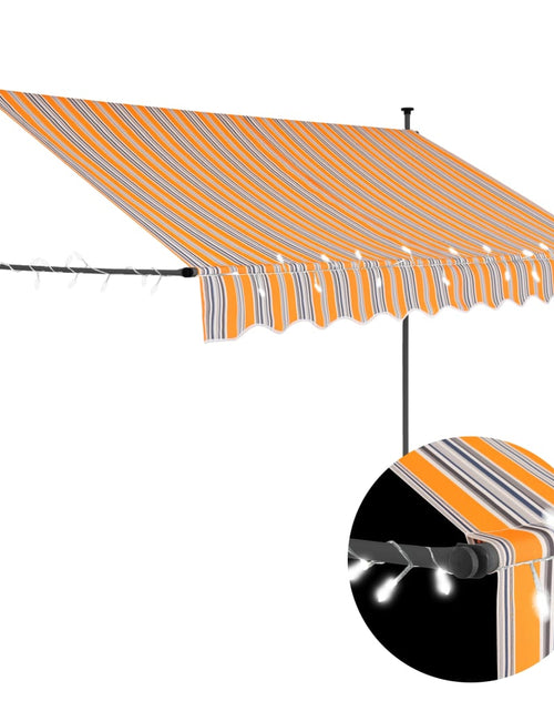 Încărcați imaginea în vizualizatorul Galerie, Copertină retractabilă manual cu LED, galben &amp; albastru, 300 cm - Lando
