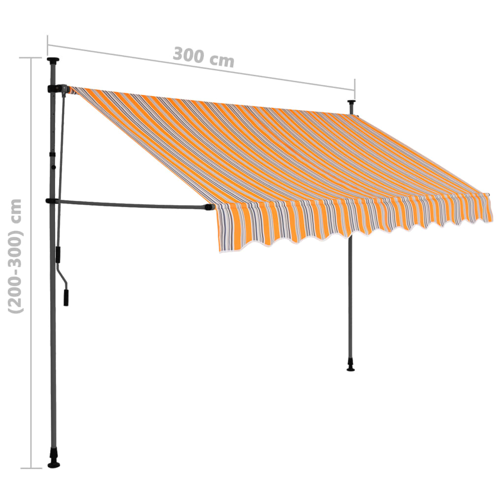 Copertină retractabilă manual cu LED, galben & albastru, 300 cm - Lando