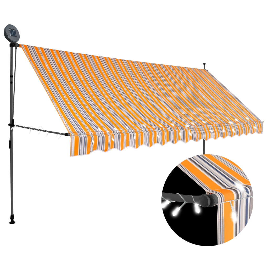 Copertină retractabilă manual cu LED, galben & albastru, 400 cm - Lando