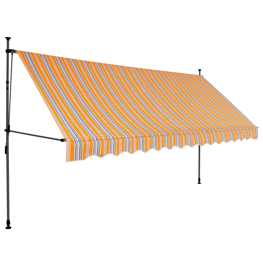 Copertină retractabilă manual cu LED, galben & albastru, 400 cm - Lando