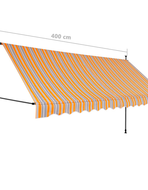 Încărcați imaginea în vizualizatorul Galerie, Copertină retractabilă manual cu LED, galben &amp; albastru, 400 cm - Lando
