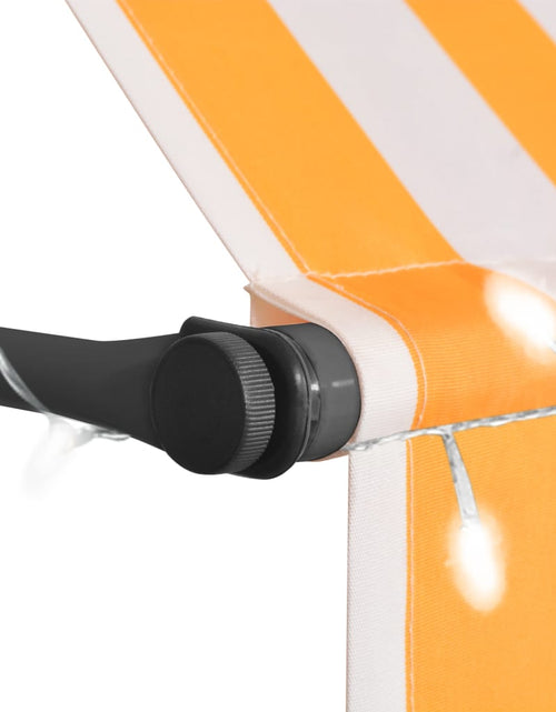 Загрузите изображение в средство просмотра галереи, Copertină retractabilă manual cu LED, alb &amp; portocaliu, 150 cm - Lando
