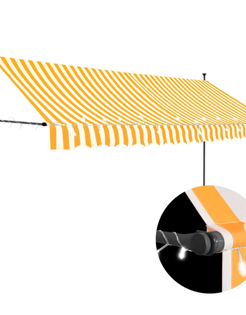 Încărcați imaginea în vizualizatorul Galerie, Copertină retractabilă manual cu LED, alb &amp; portocaliu, 400 cm - Lando
