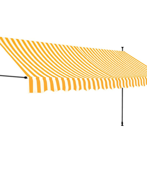 Încărcați imaginea în vizualizatorul Galerie, Copertină retractabilă manual cu LED, alb &amp; portocaliu, 400 cm - Lando
