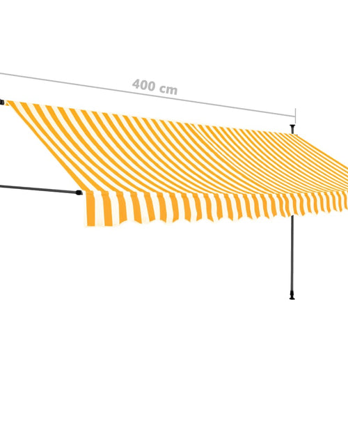 Încărcați imaginea în vizualizatorul Galerie, Copertină retractabilă manual cu LED, alb &amp; portocaliu, 400 cm - Lando
