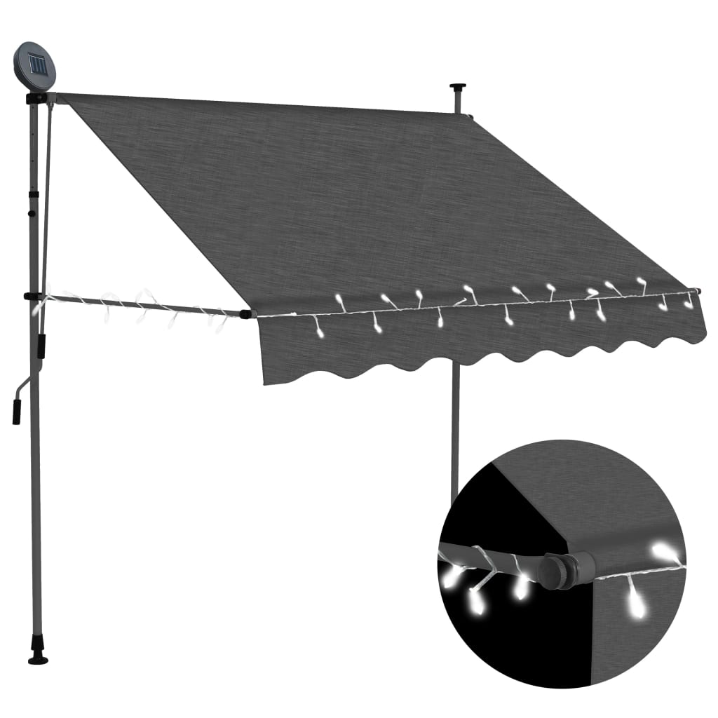 Copertină retractabilă manual cu LED, antracit, 150 cm - Lando