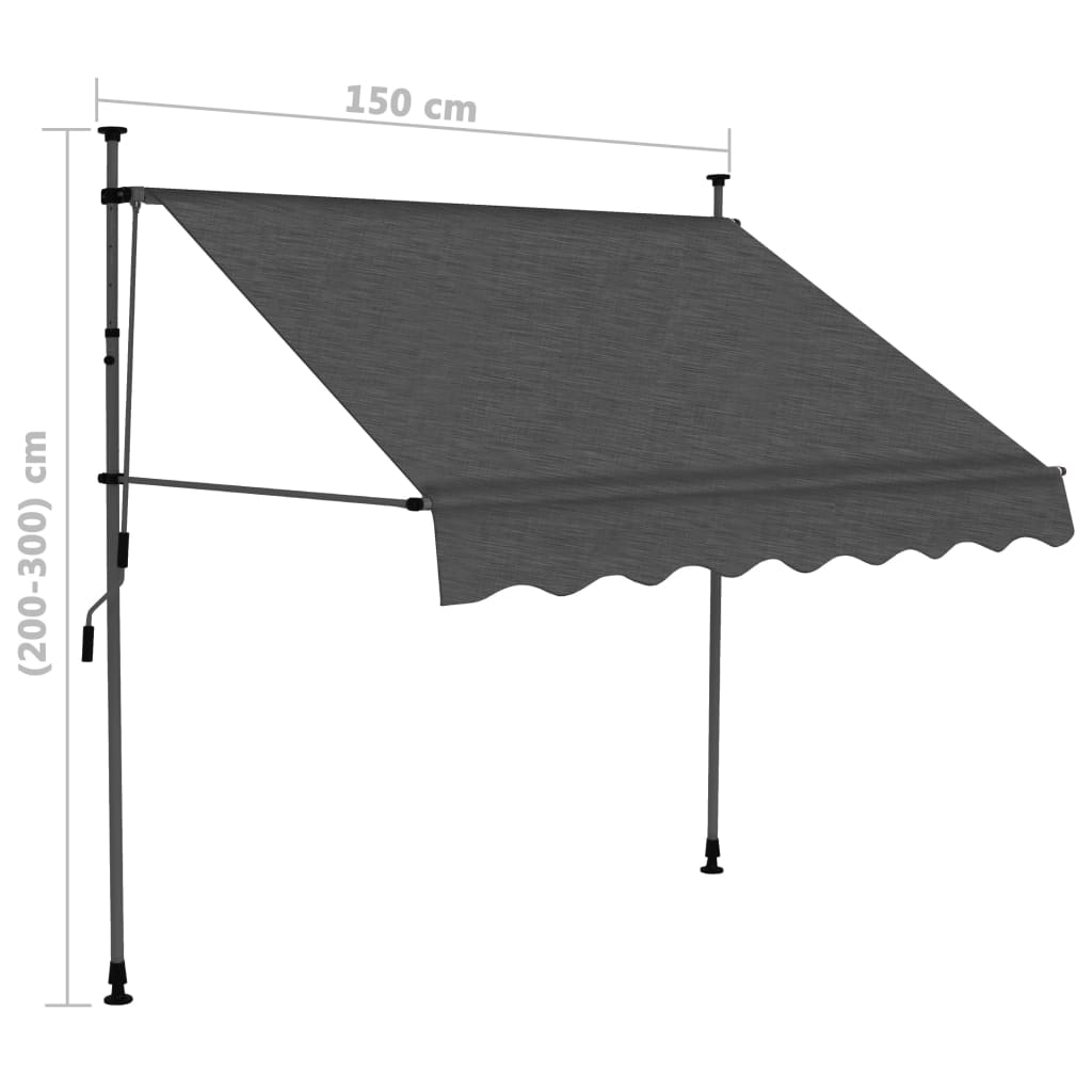 Copertină retractabilă manual cu LED, antracit, 150 cm - Lando