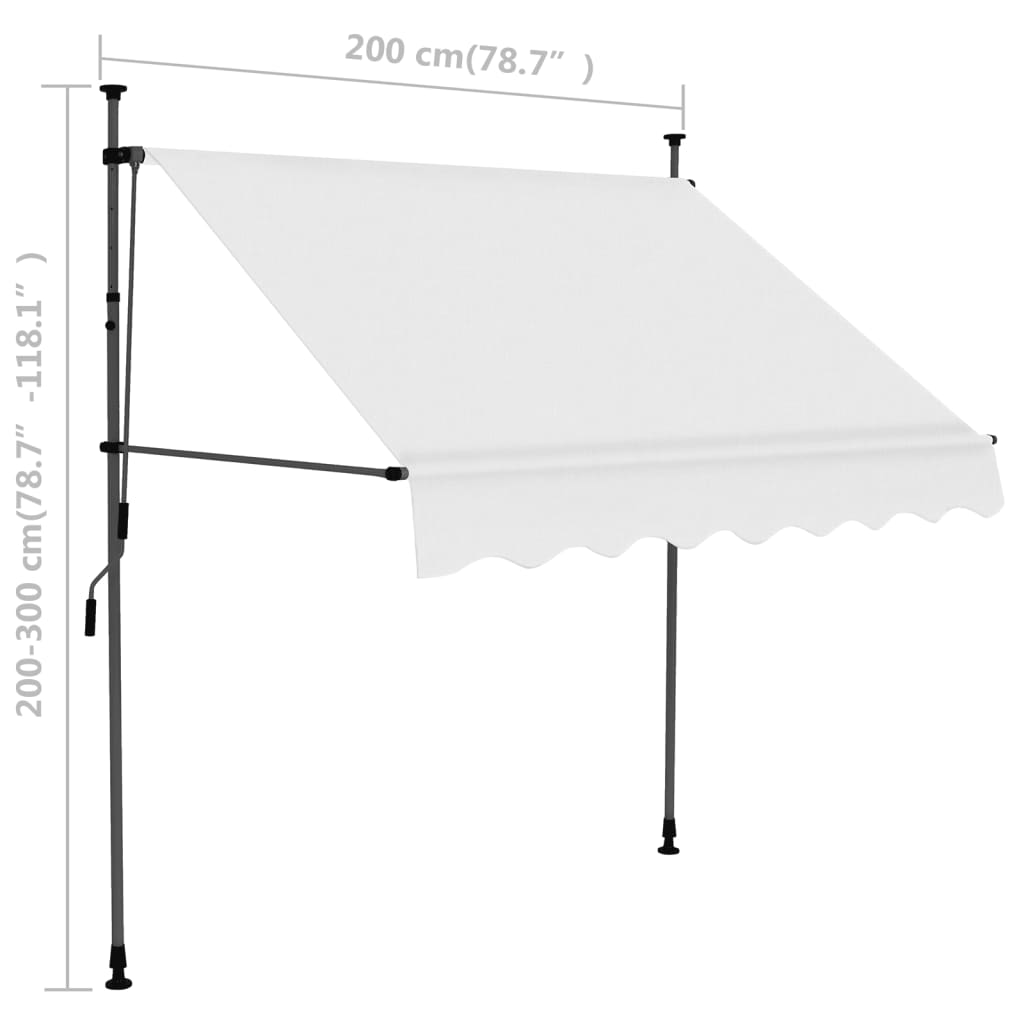 Copertină retractabilă manual cu LED, crem, 200 cm - Lando