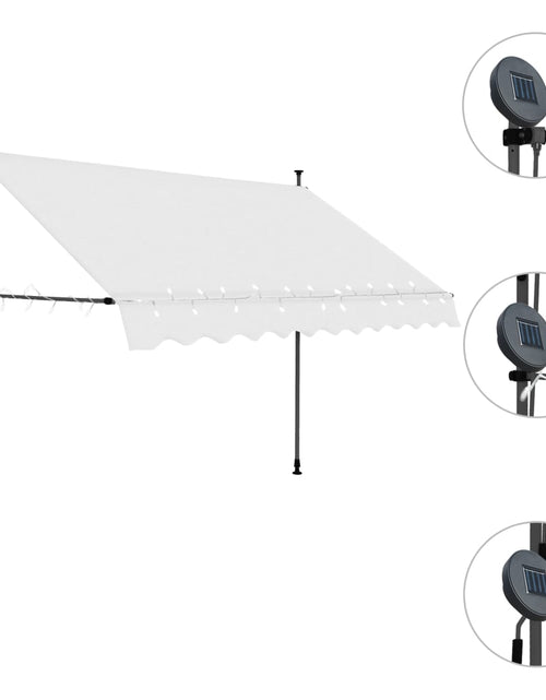 Загрузите изображение в средство просмотра галереи, Copertină retractabilă manual cu LED, crem, 300 cm Lando - Lando
