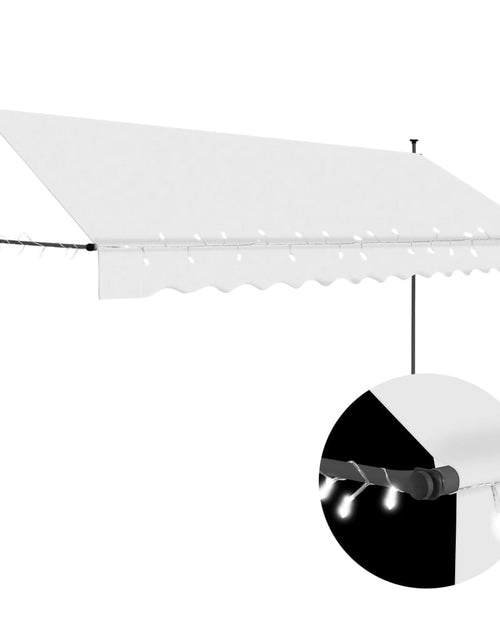 Încărcați imaginea în vizualizatorul Galerie, Copertină retractabilă manual cu LED, crem, 400 cm - Lando

