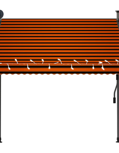 Загрузите изображение в средство просмотра галереи, Copertină retractabilă manual cu LED, portocaliu &amp; maro, 200 cm - Lando
