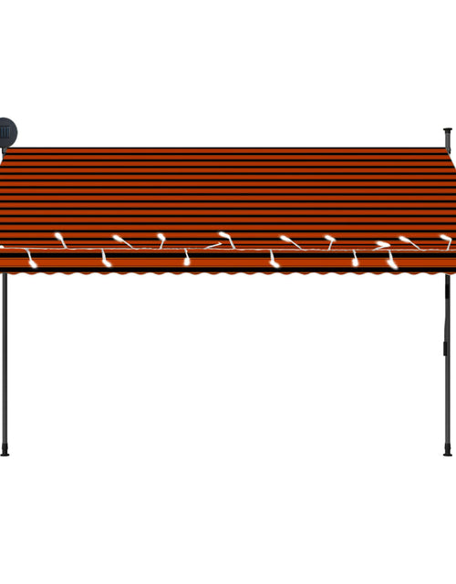 Загрузите изображение в средство просмотра галереи, Copertină retractabilă manual cu LED, portocaliu &amp; maro, 300 cm - Lando
