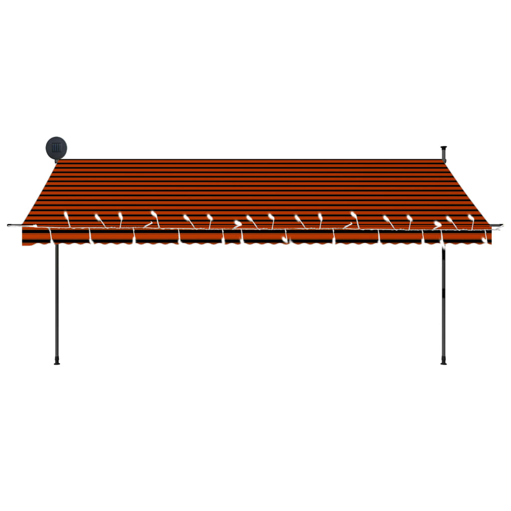 Copertină retractabilă manual cu LED, portocaliu & maro, 400 cm - Lando