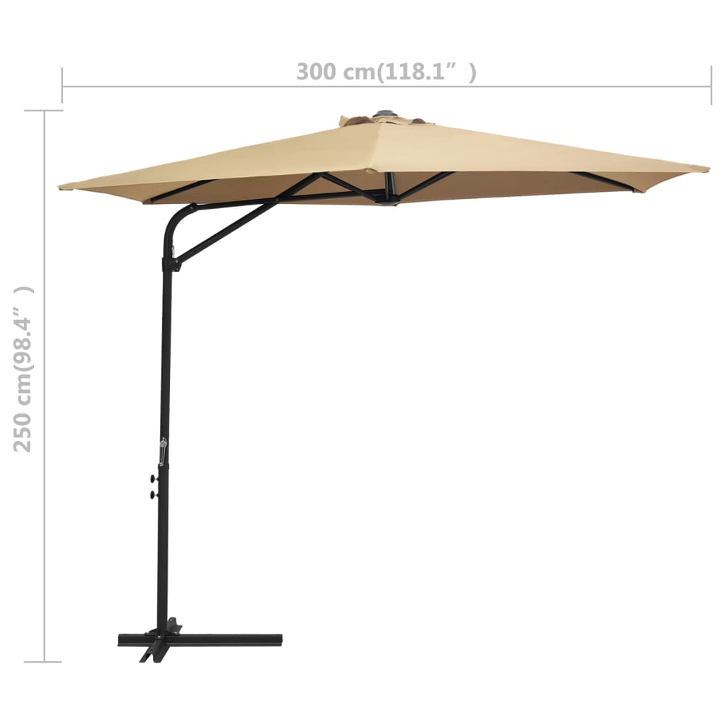 Umbrelă de soare de exterior, stâlp din oțel, gri taupe, 300 cm Lando - Lando