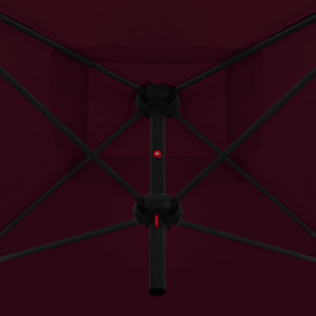Umbrelă de soare dublă, stâlp din oțel, roșu bordo, 250x250 cm - Lando