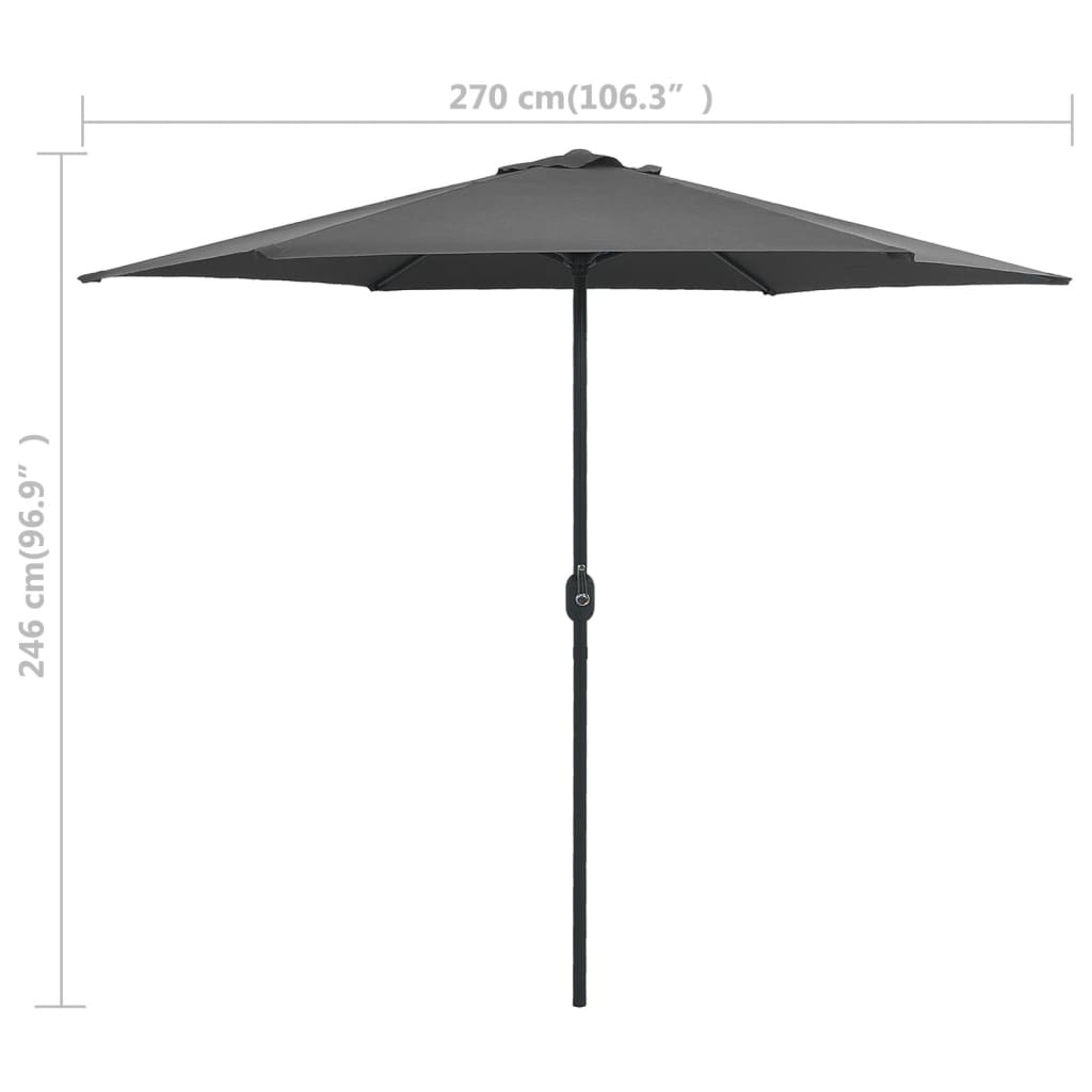 Umbrelă de soare cu stâlp aluminiu, antracit, 270 x 246 cm Lando - Lando