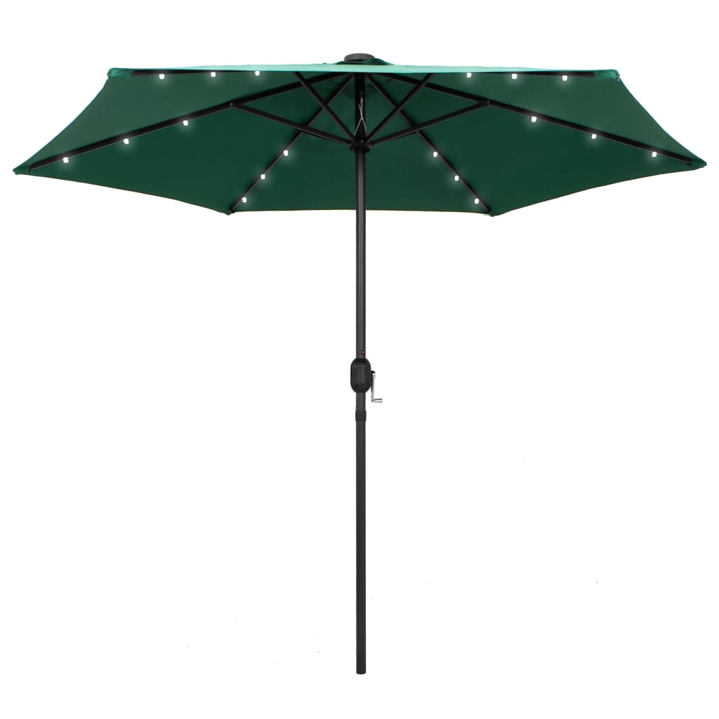 Umbrelă de soare cu LED-uri și stâlp aluminiu, verde, 270 cm Lando - Lando