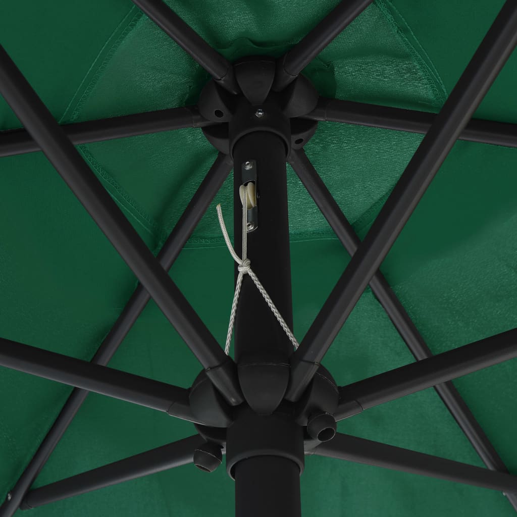 Umbrelă de soare cu LED-uri și stâlp aluminiu, verde, 270 cm Lando - Lando