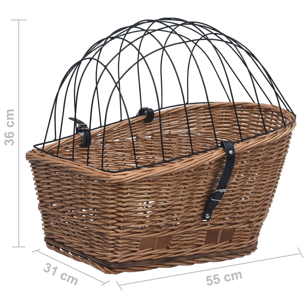 Coș portbagaj bicicletă cu capac 55x31x36 cm, răchită naturală Lando