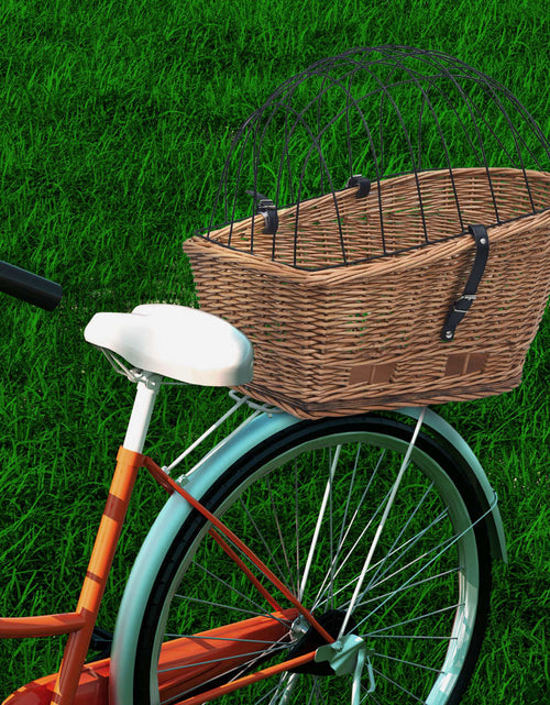 Загрузите изображение в средство просмотра галереи, Coș portbagaj bicicletă cu capac 55x31x36 cm, răchită naturală Lando
