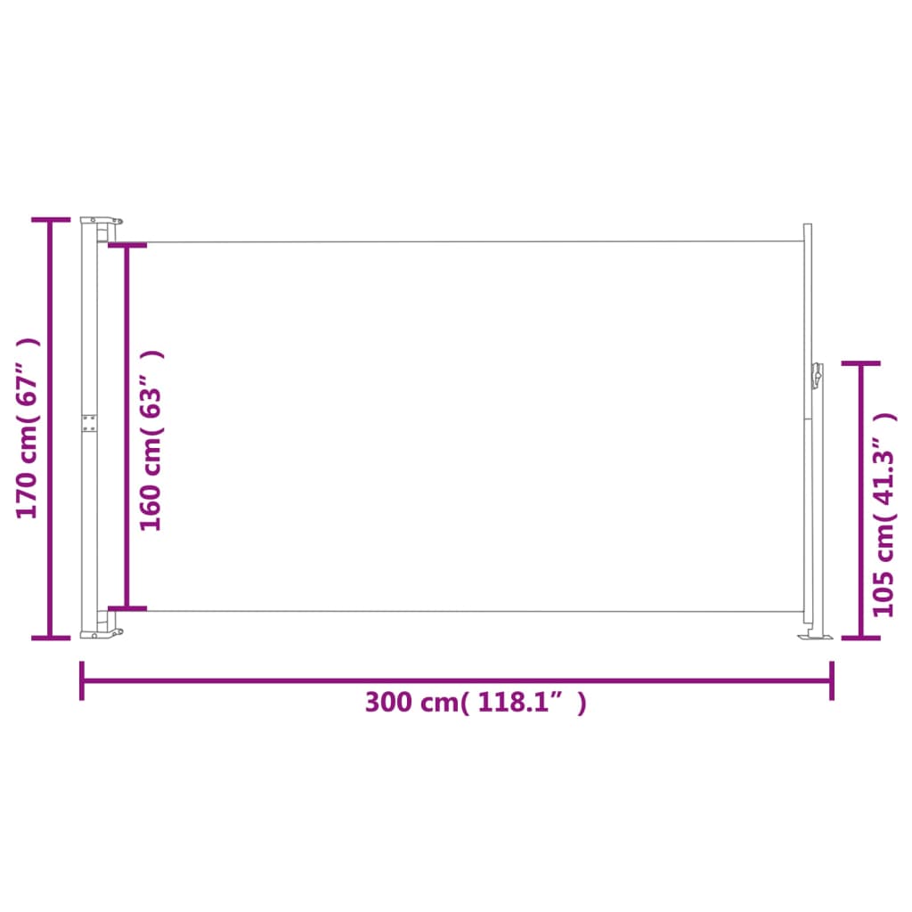 Copertină laterală retractabilă de terasă, negru, 170 x 300 cm - Lando