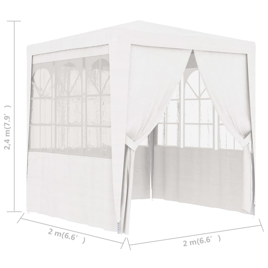 Cort de petrecere profesional cu pereți, alb, 2 x 2 m, 90 g/m² - Lando
