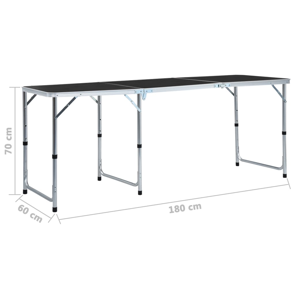 Masă de camping pliabilă, gri, 180 x 60 cm, aluminiu Lando - Lando