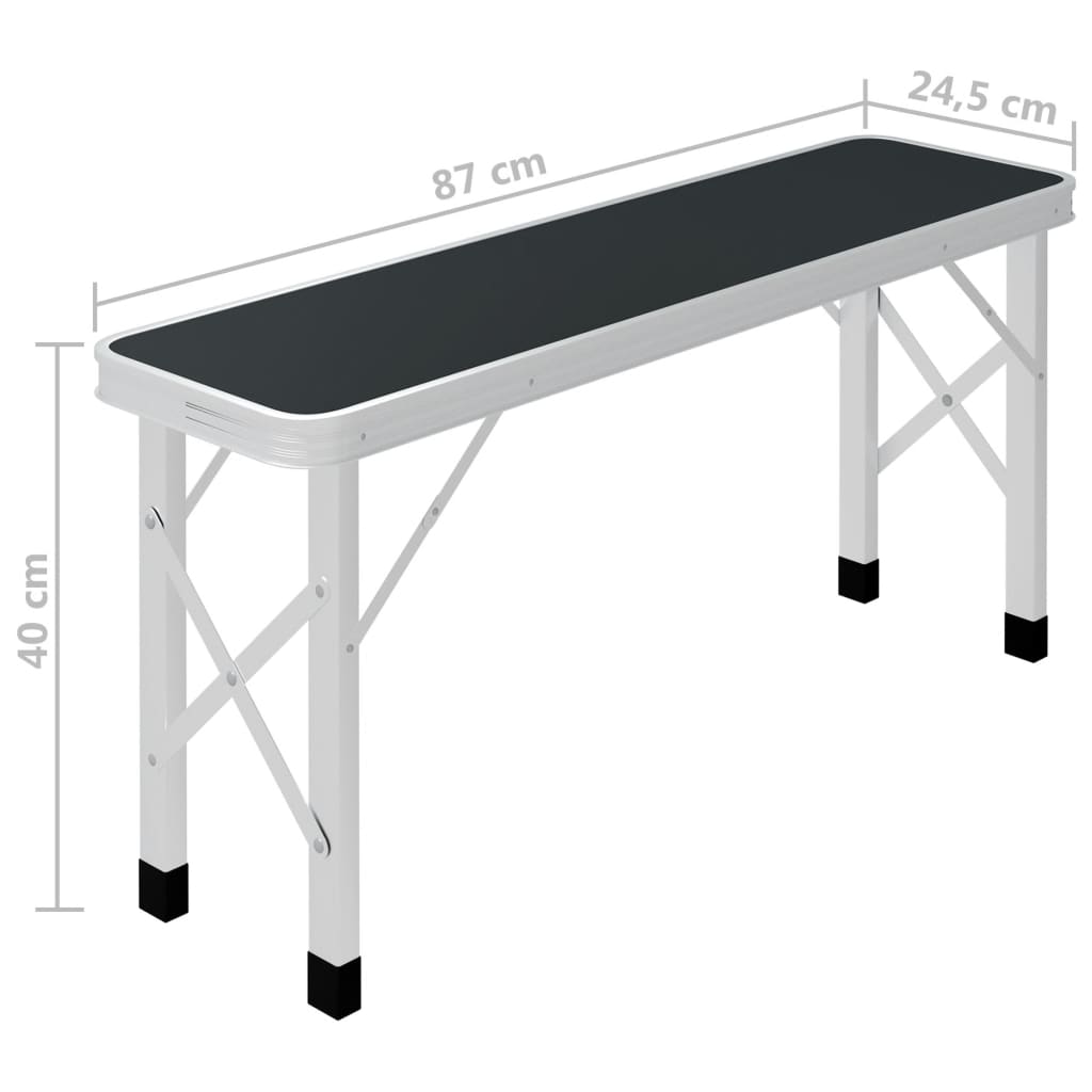 Masă de camping pliabilă cu 2 bănci, gri, aluminiu Lando - Lando